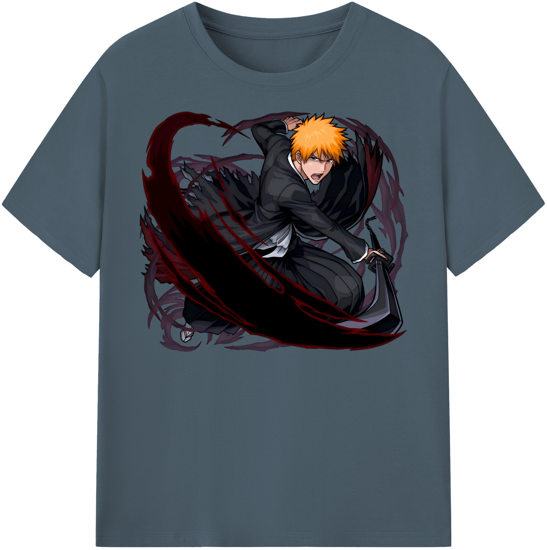 （画像用） ブリーチ 黒崎一護（くろさき いちご）BLEACH Kurosaki Ichigo 綿100％半袖Tシャツ（フロントプリント）
